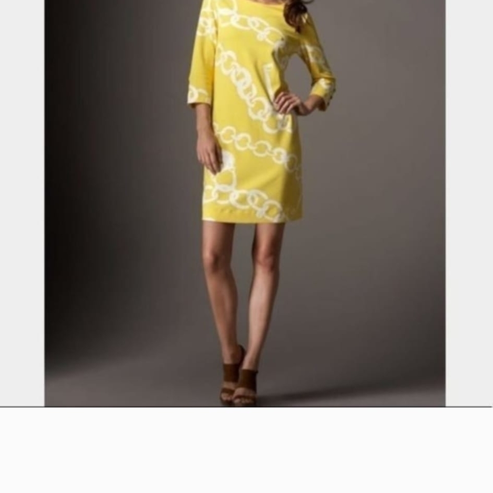 Lilly Pulitzer Yellow Chain Print Long Sleeve Dress
